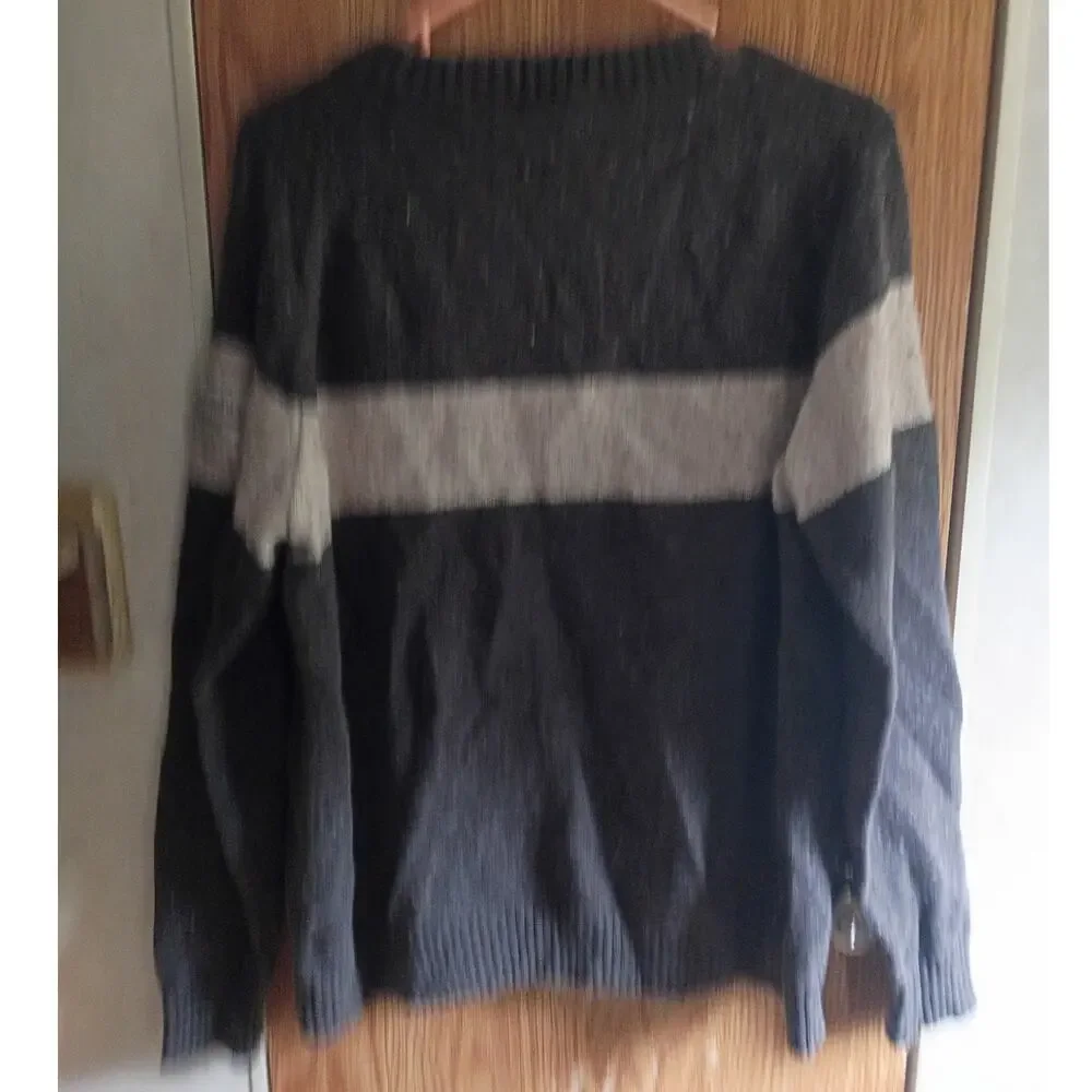 Columbia Mens XL Brown Wool Blend Crewneck Sweater Cabin Gorpcore Stripe Lodge